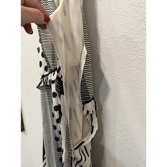 Anthropologie Maeve Halter Black Cream Dot Print Maxi Dress High Low Hem Sz Xs - Picture 6 of 9